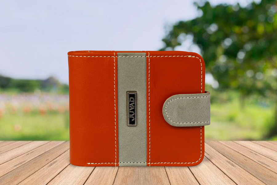 Billetera Monedero Cuero Baker Naranja